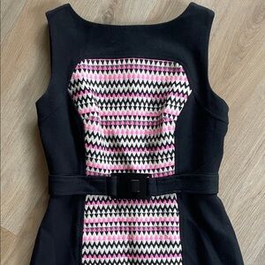 Milly of New York Black and Pink Geometric Dress Made in USA